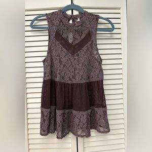 Free People Lace and Sheer panels top